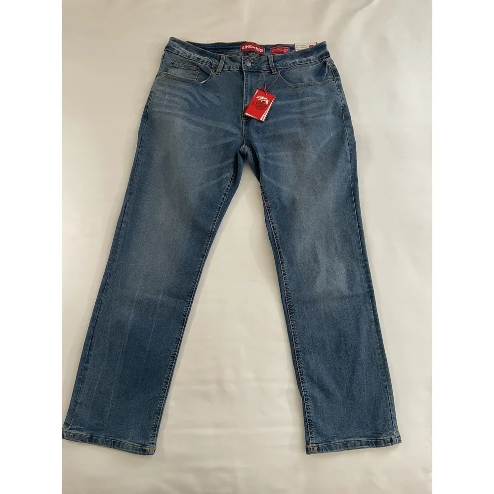 Men's Ring of Fire Straight Fit Jeans Blue Light Casual Size 34W